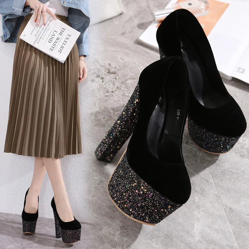 Женские туфли-лодочки на платформе Пикантные туфли из лакированной кожи