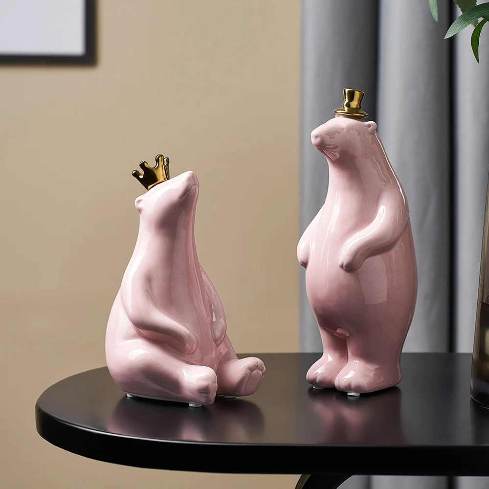 Симпатичный полярный медведь скульптура керамическая статуя животного