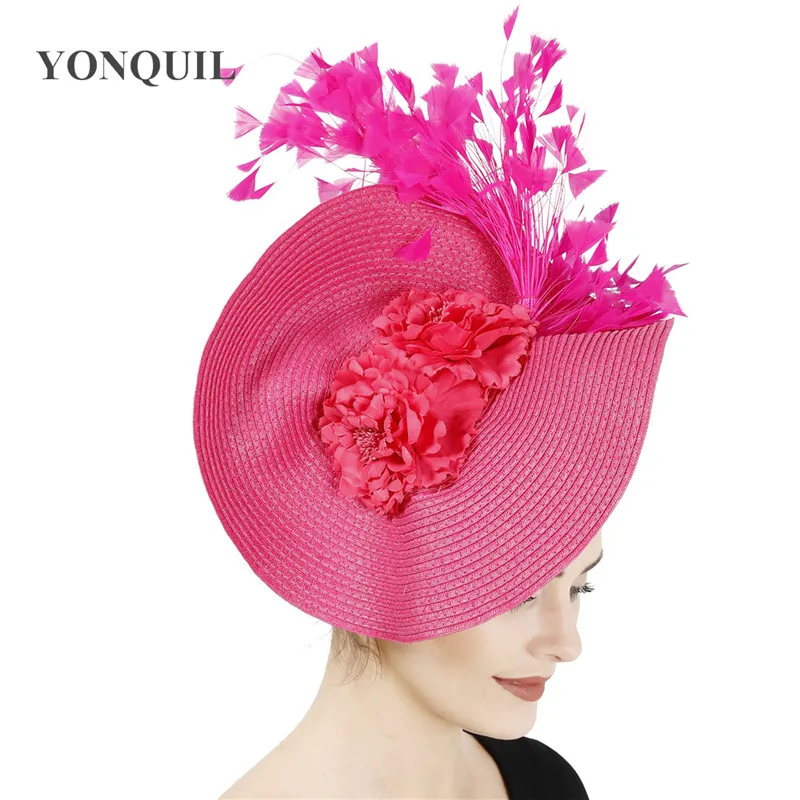 Белый желтый Большие Дерби Перья для волос аксессуары Fascinator невесты Головные