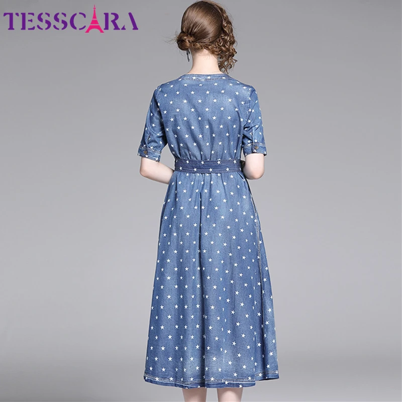 Женская элегантная джинсовая рубашка TESSCARA Высококачественная дизайнерская со