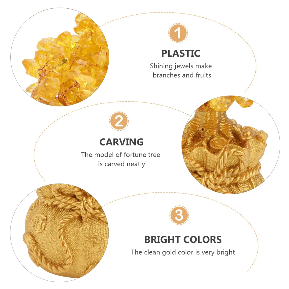 

1Pc Fortune Money Tree Desktop Ornament Exquisite Home Bonsai Decor Golden