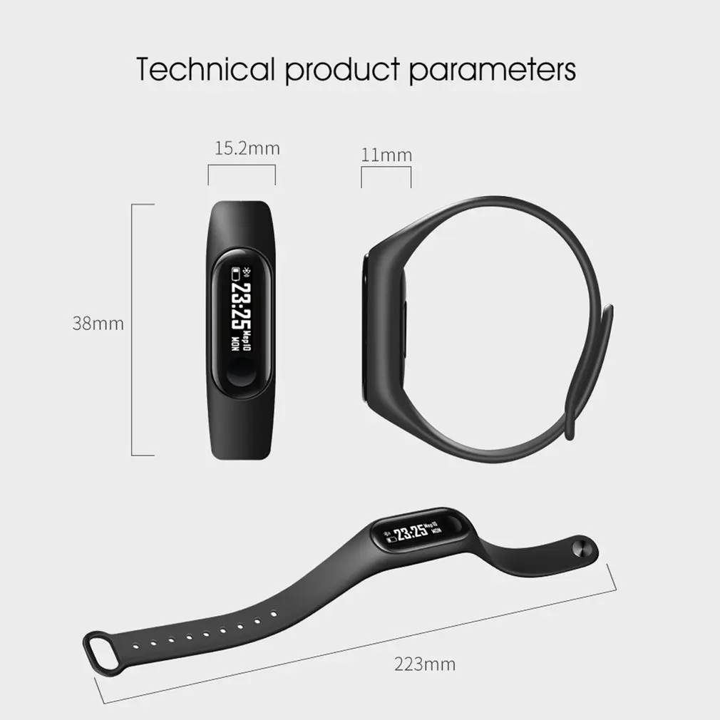 

Unisex Oled Activity Wristband Tracker Waterproof Smart Bracelet Heart Rate Electronic Gift Customization