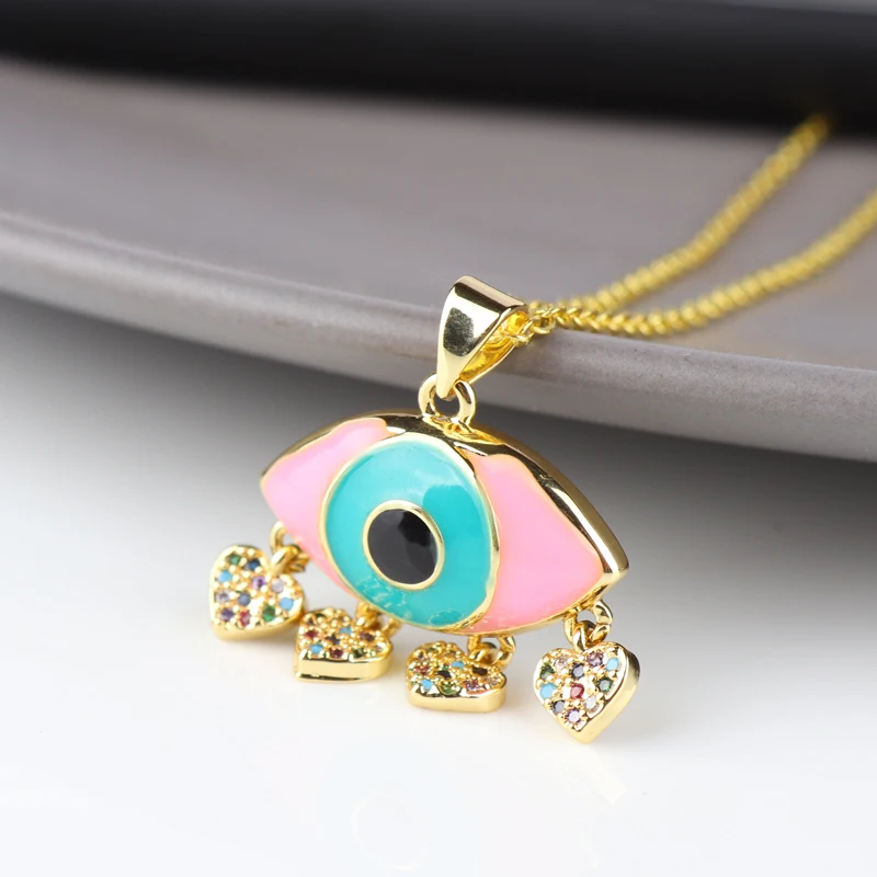 Женское Ожерелье Счастливый глаз разноцветное колье-чокер с кулоном сглаза из