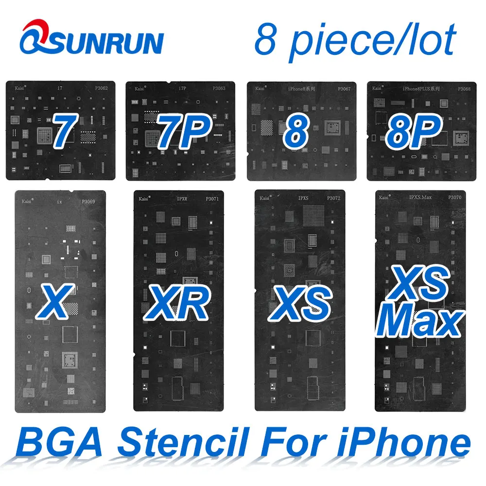 8 шт./лот! непосредственно тепла BGA Rework реболлинга трафареты Комплект для iPhone X XR XS Max 8 8SP 8 7 7SP