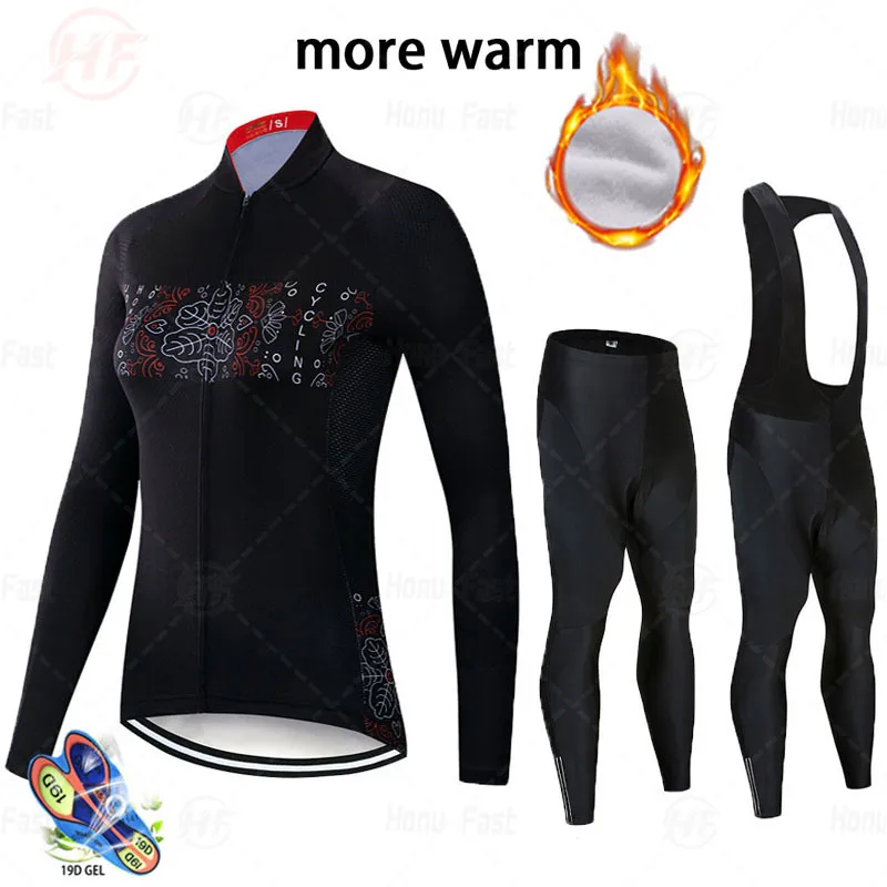 Зимняя Теплая Флисовая одежда для велоспорта женская профессиональная с длинным