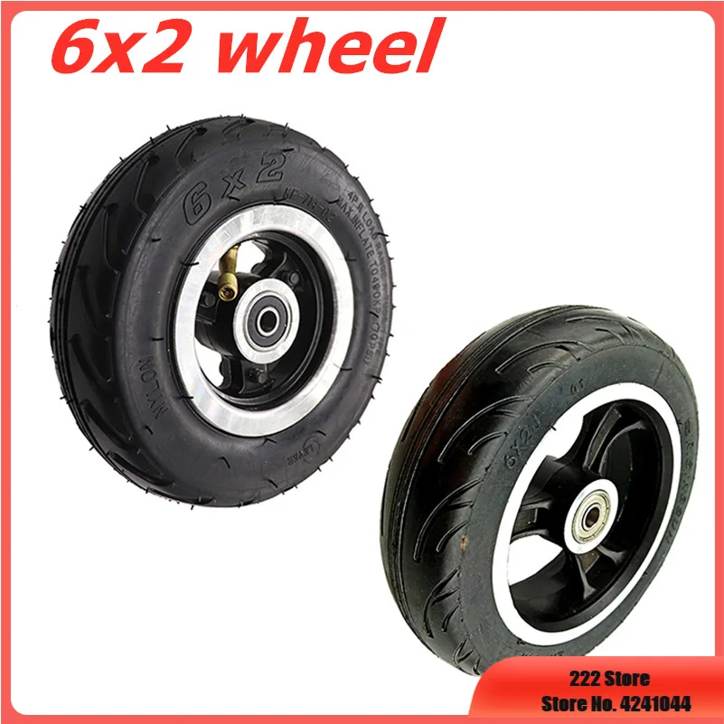 

Electric Scooter 6 Inch Wheel 6x2 Wheel With Air tyre/Solid Tire Metal Hub 608 /628 Bearings 8/10mm Axle Hole Trolley Cart Wheel