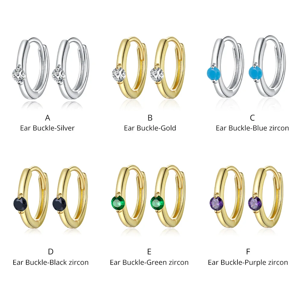

bamoer Colorful Huggie Earrings for Women 6 Colors available 925 Sterling Silver Gold Color Hypoallergenic Jewelry SCE1050