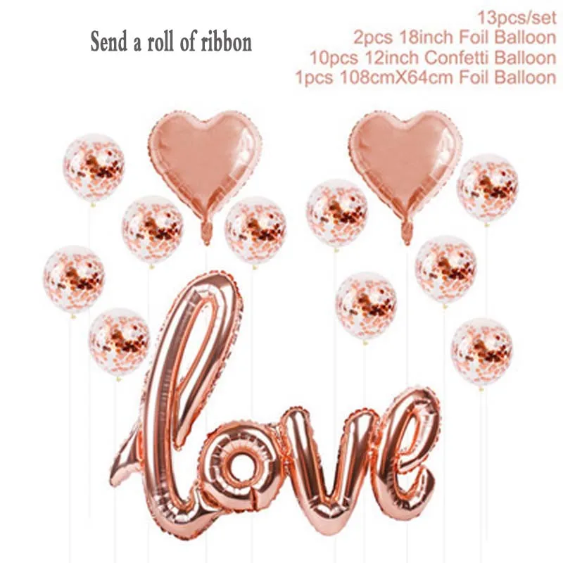 День Святого Валентина розовое золото любовь письмо шар кисточкой комбинации