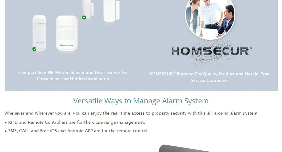 HOMSECUR DIY беспроводная домашняя безопасность wifi GSM Сигнализация приложение пульт дистанционного управления RFID карта Arm Disarm(панель сигнализации LA02 PIR и т. д