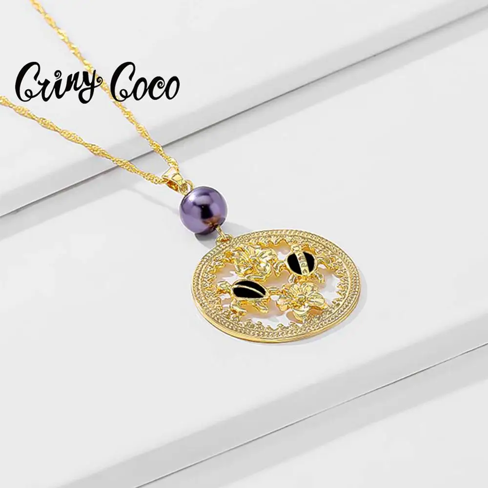 Гавайские модные ожерелья для женщин 2020 большой круглый золотой цветок и