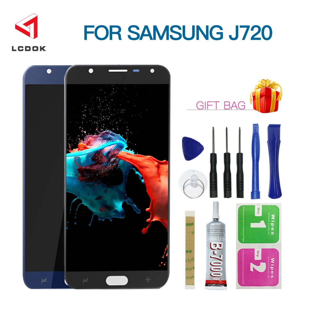 Регулируемая яркость ЖК дисплей для samsung Galaxy J7 Duo 2018 J720 J720F кодирующий
