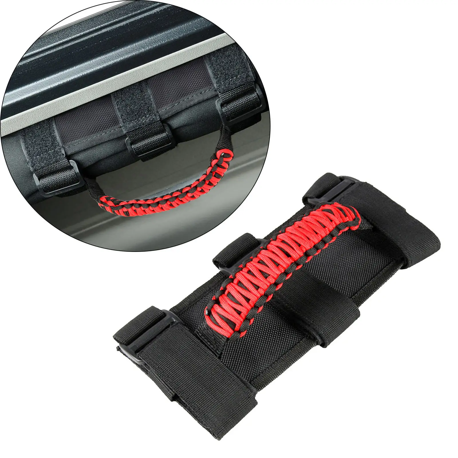 

Premium Triple Straps Roll Bar Grab Handle for Jeep Wrangler YJ JK JT UTV ATV 2 to 3 Inch Bars Driving Equipment Decoration