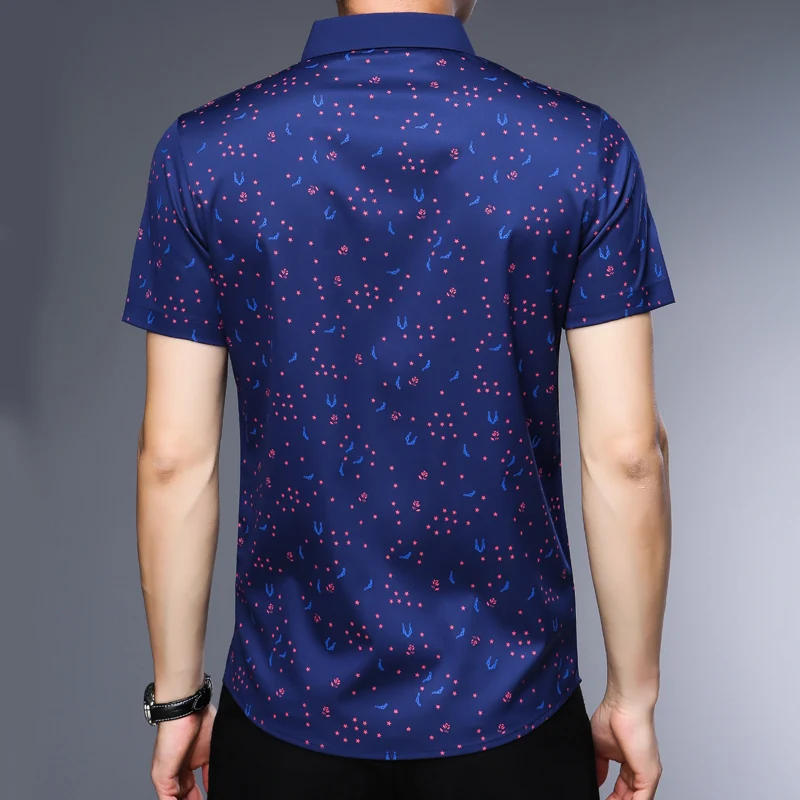 Новая летняя мужская рубашка с коротким рукавом модным принтом Camisa Masculina