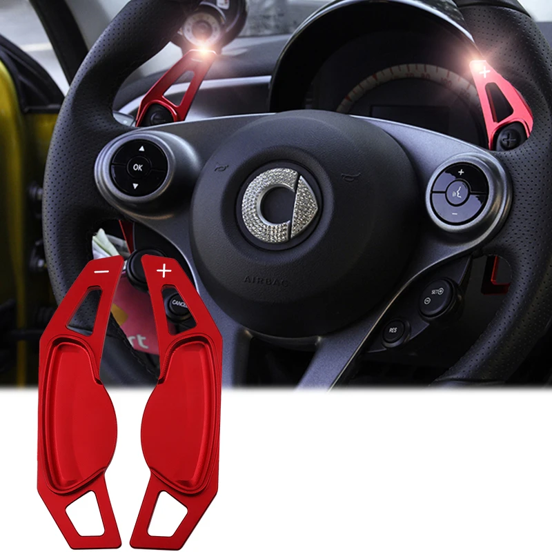 

2Pcs Aluminum alloy Steering wheel paddle shift extend Decoration Cover For Mercedes Smart 453 451Fortwo Forfour Car accessories
