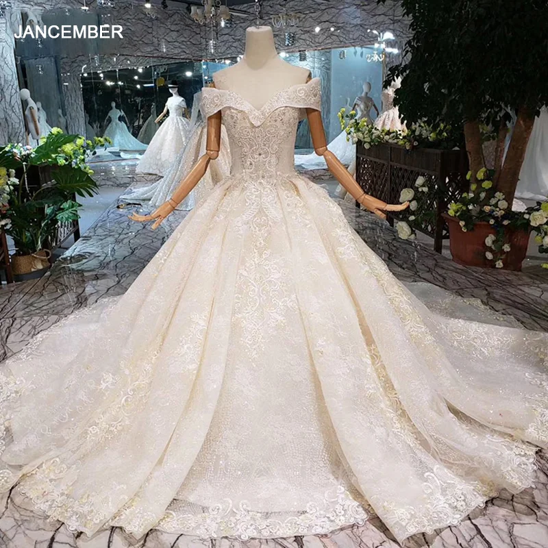 HTL271-2 сексуальное свадебное платье с открытыми плечами со шлейфом ручной работы