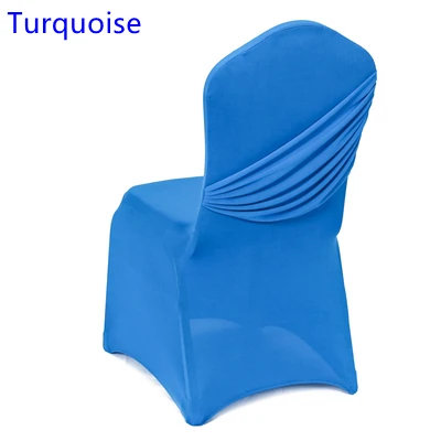 Turquoise 17 цветов Свадебные лайкры чехлы на стулья один крест крышка стул спандекс Плиссированные роскошные свадебные украшения партии на продажу - Цвет: Turquoise