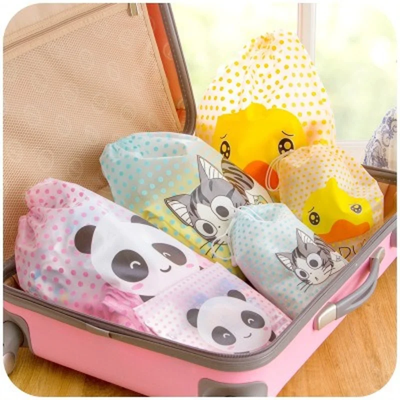 

Cartoon Panda Cat Pattern Drawstring Bag Cosmetic Bathing Bag Women Girls Makeup Bag Waterproof Toiletry Storage Organizer
