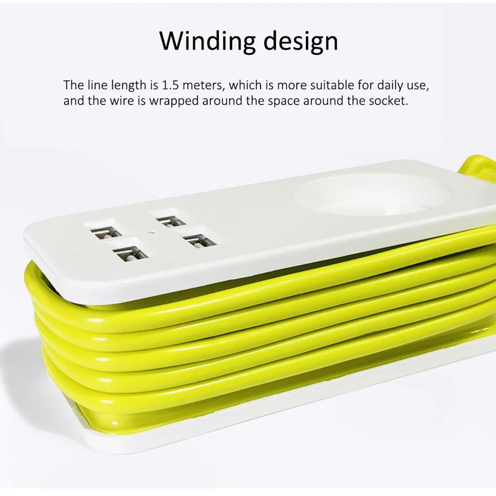 Удлинитель с европейской вилкой 1 5 м 2 розетками и 4 USB портами|Электрические