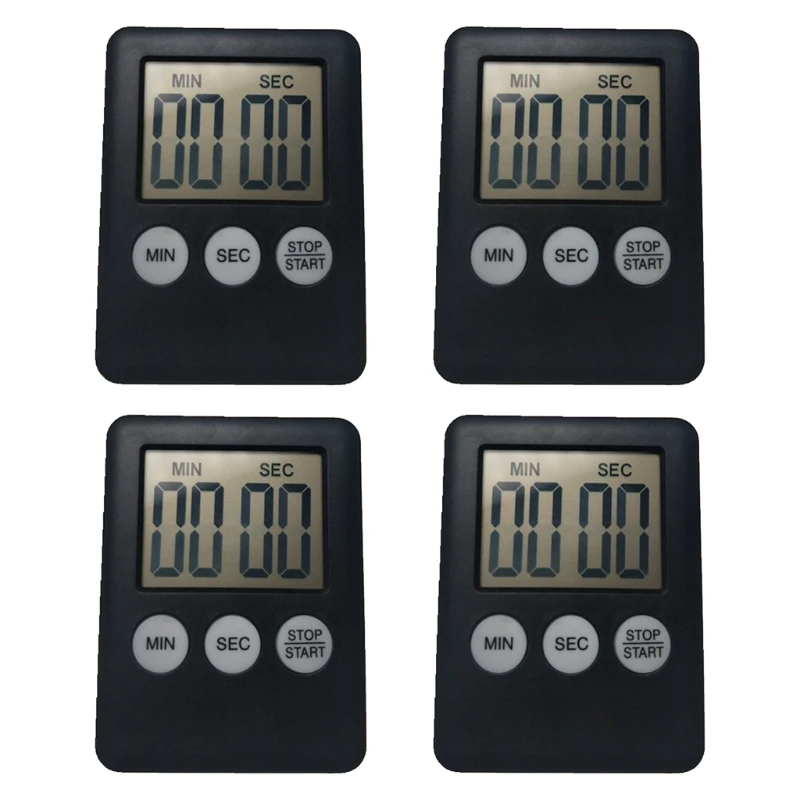 

4 Pcs Large Screen Digital Kitchen Timer Countdown Loud Time Management Alarm