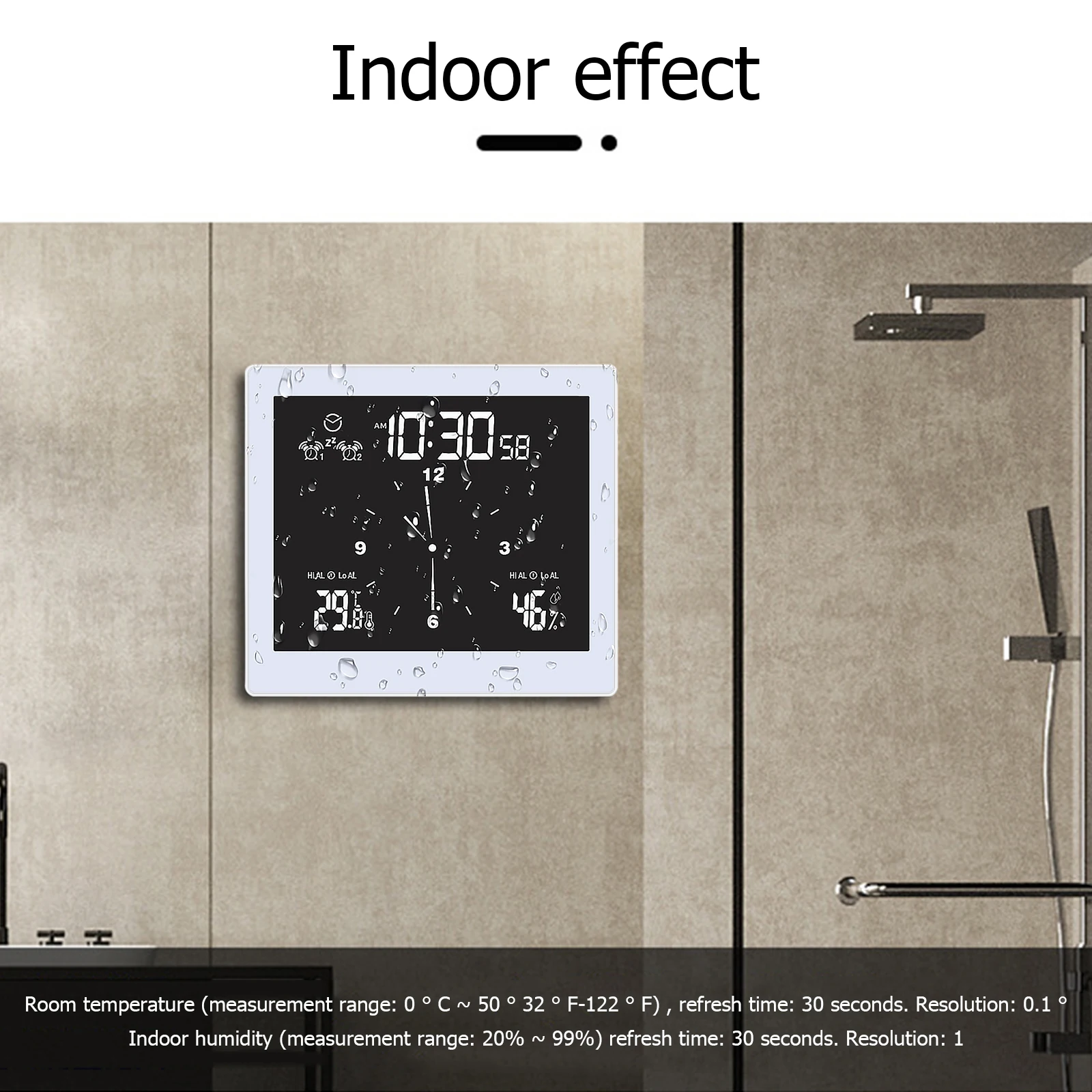 Цифровые настенные часы для ванной и душа работающие от аккумулятора ЖК дисплей