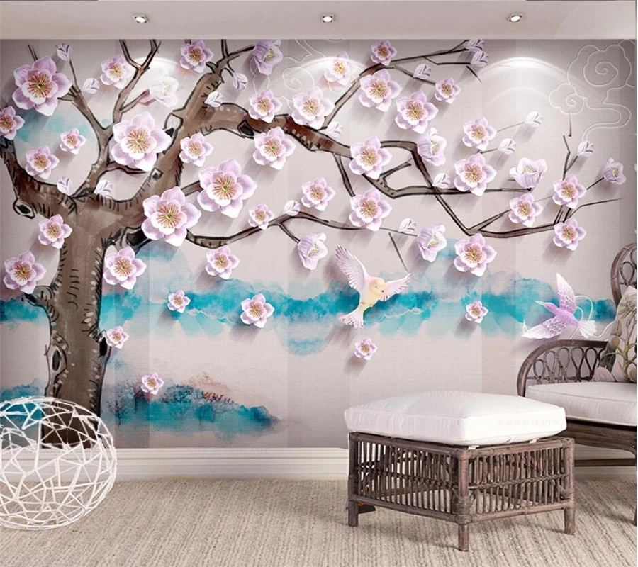 Индивидуальные 3d обои рельефные простые и элегантные персиковые цветы Новый