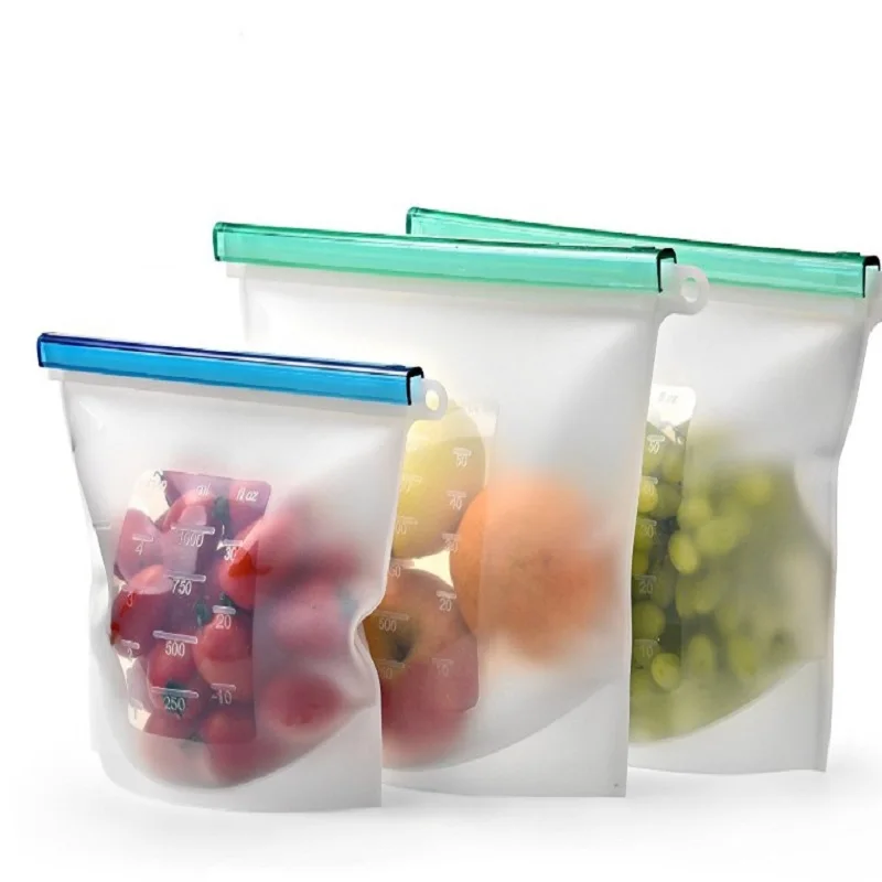 

K-STAR Organizer Reusable Refrigerator Fresh Bags Kitchen Food Sealing Storage Bag Home Food Grade Silicone Fruit Meat Kitchen