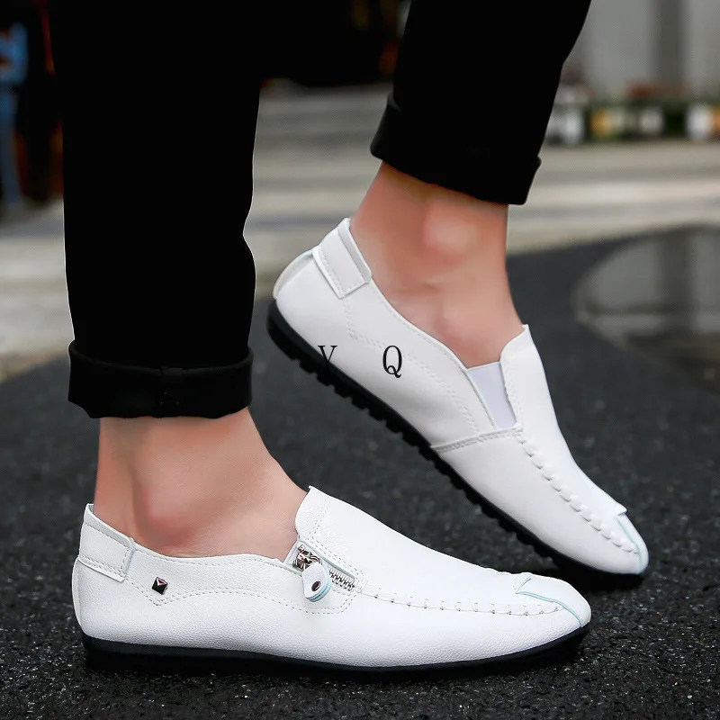 

Spring and summer Bean-bean shoes men's casual loafers Korean version of driving zipper decorative foot cover men's shoes