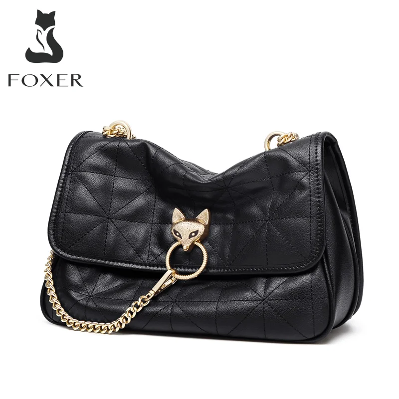 Foxer 100% натуральная кожа женская сумка мессенджер Модная элегантная через плечо