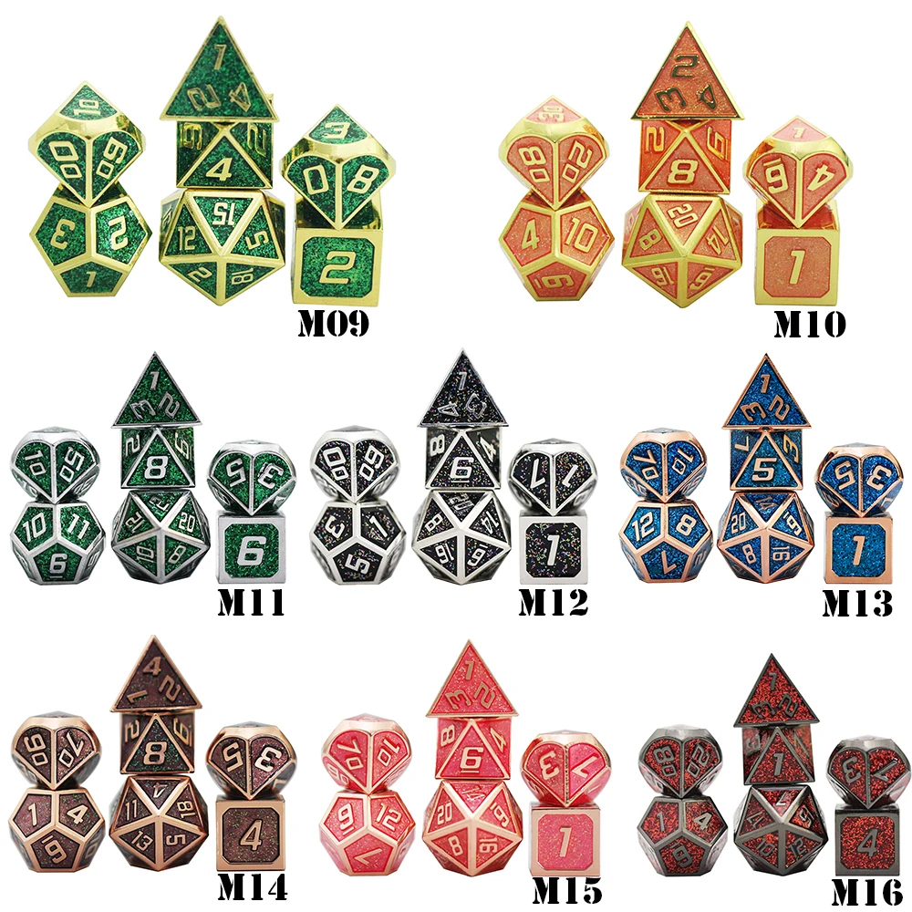 High Quality Metal 25 Styles +1pc Bag D4 D6 D8 D10 D12 D20 for Role Playing DND RPGs Board Game As Gift Sharp Edge Dice |