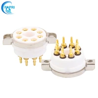 papri high quality ceramic k8a gold plated 8pin chassis mount tube sockets for 6sn7 el34 6sl7 6550 kt88 6p3p 6v6 350b etc tube