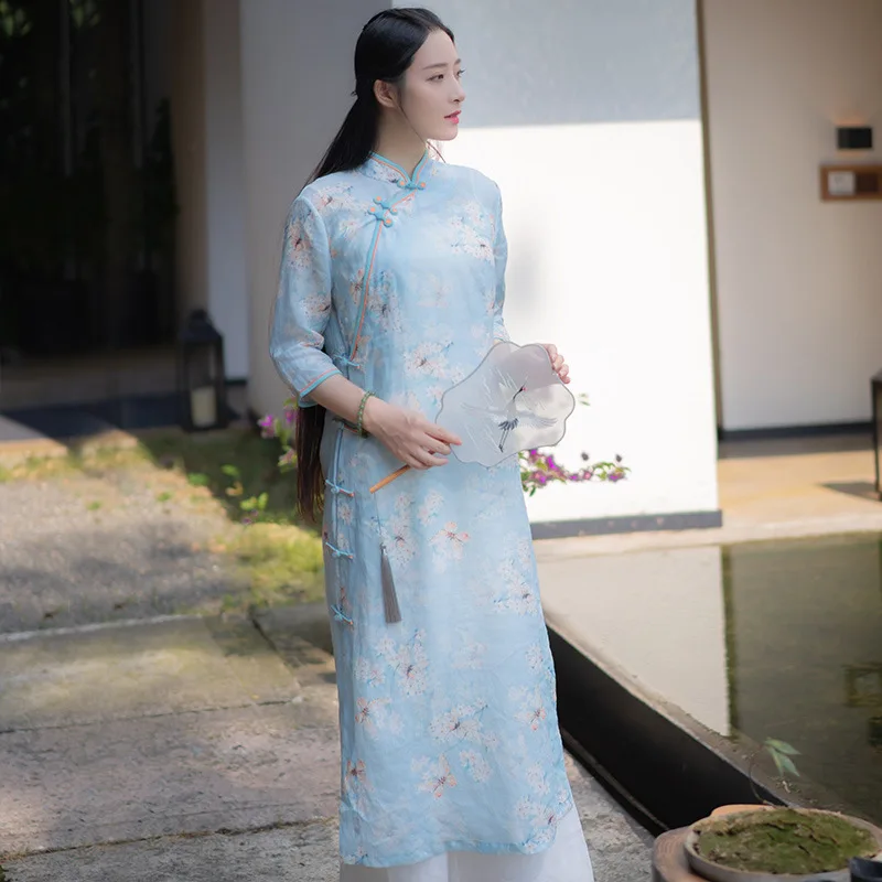 Современное китайское традиционное cheongsam Летнее высококачественное платье