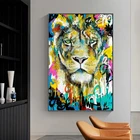 Красочные лев тигр картина с рисунком животных граффити художественные плакаты и принты настенные картины для гостиной современный домашний декор