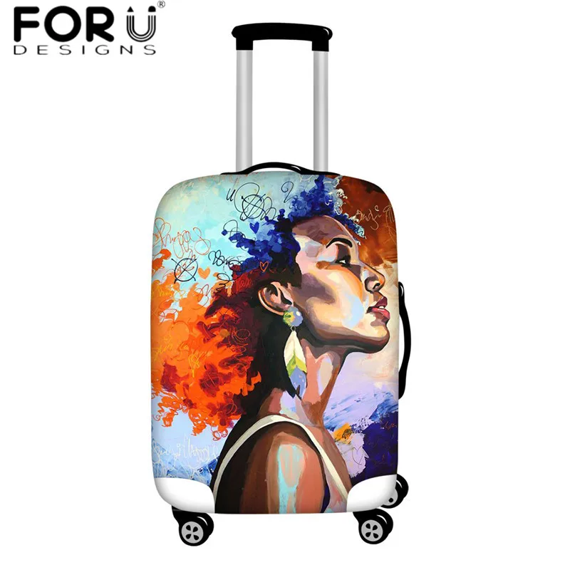 FORUDESIGNS/африканская дорожная багажная Крышка для женщин, афро, с принтом, эластичный толстый чемодан, крышка на заказ, кожаная багажная бирка - Цвет: HMC1839