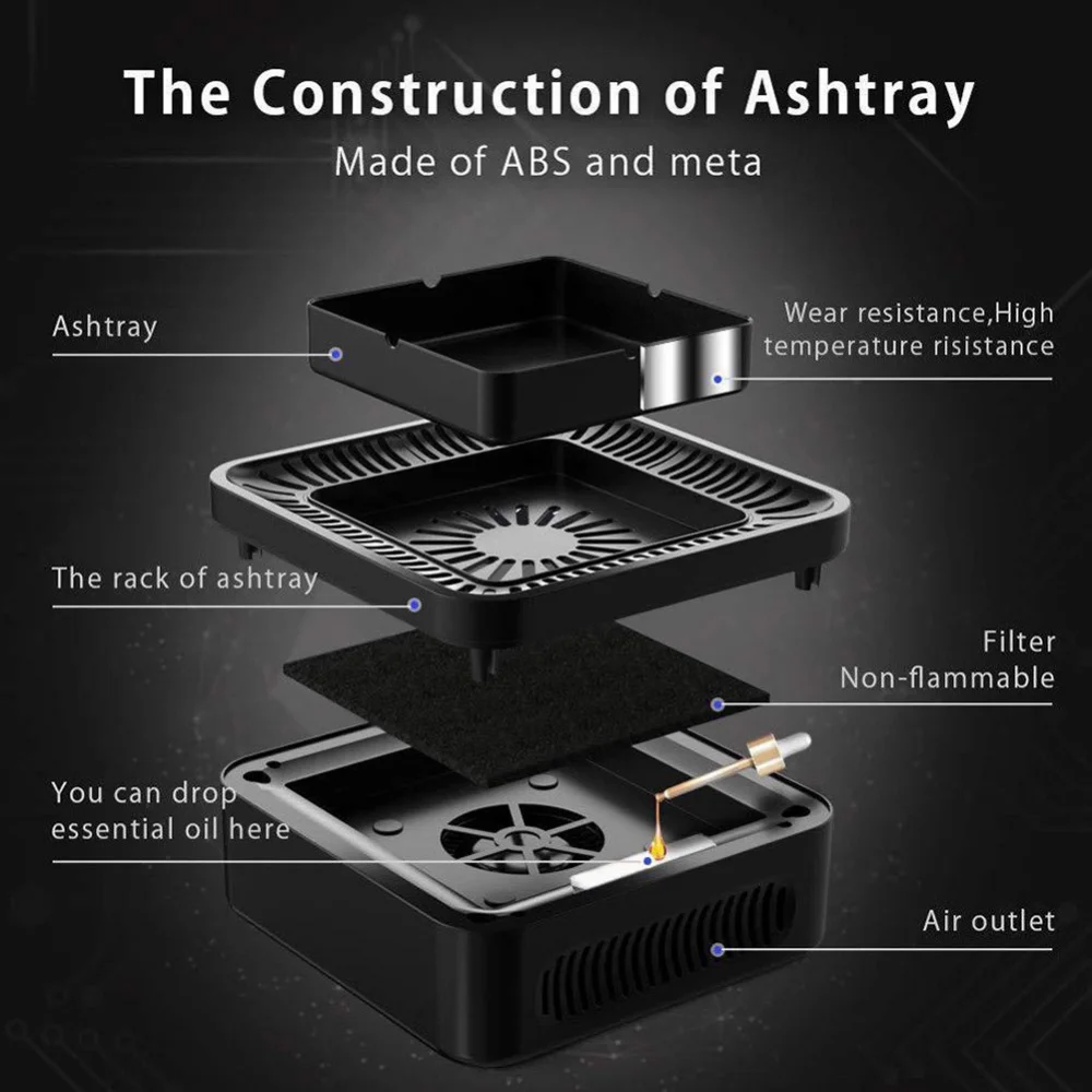 Smokeless Cigar Ashtray Econdhand Smoke Air Filter Purifier Home Offi 4000mA Rechargeable Ash Tray Cigarette Weed Accessories enlarge