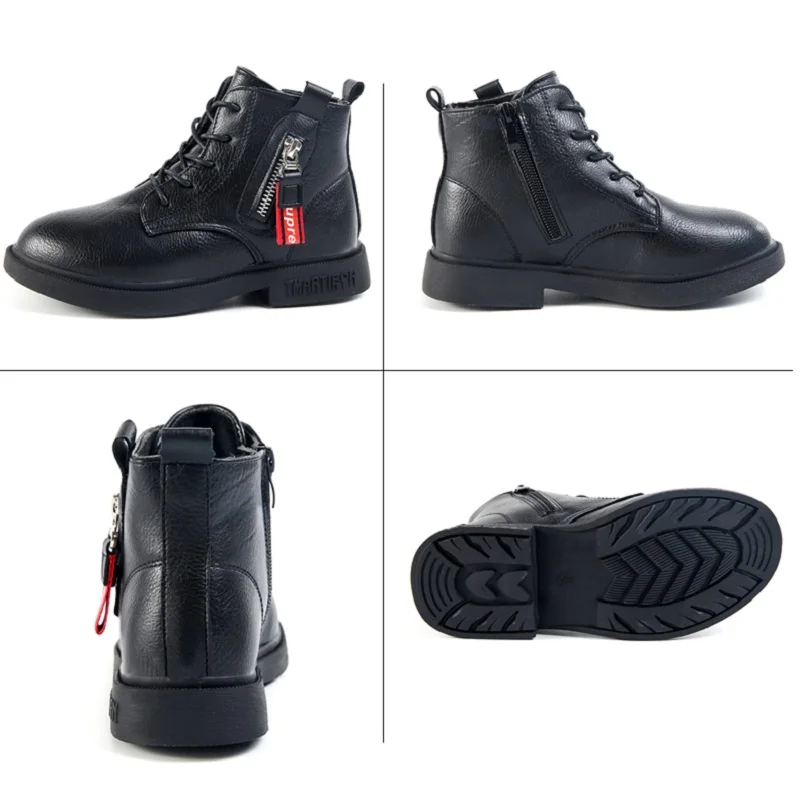 Ботинки для девочек коллекция 2019 года модная Корейская зимняя теплая детская