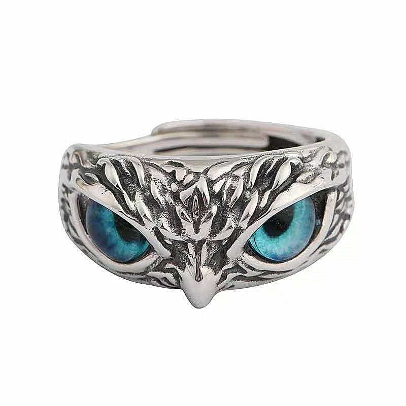 

Male female girl couple vintage animal real demon eye owl ring for open adjustable ring ring jewelry gift wholesale