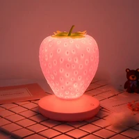led lamp silicone strawberry neon night light home decor usb touch dimmable bedroom bedside lighting table lamp