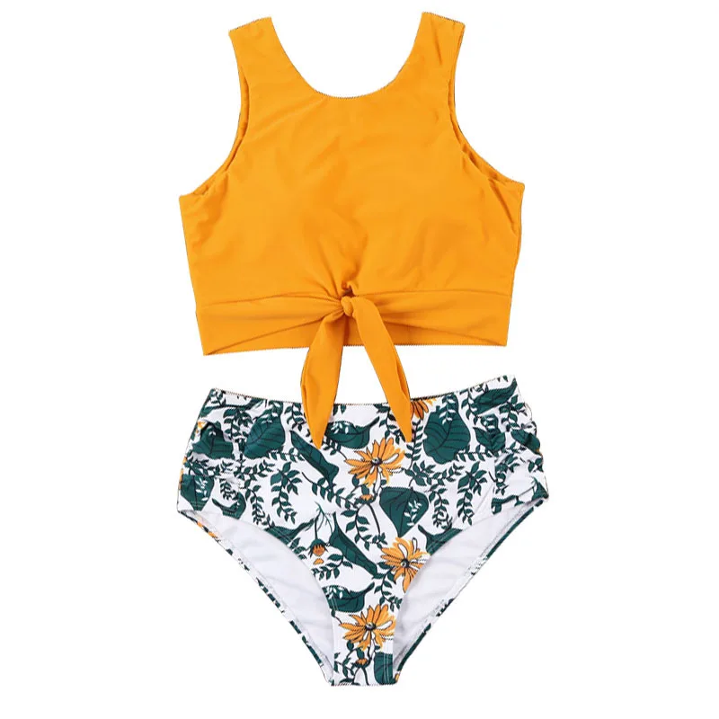 

High Waist Bikini Set 2021 Sexy Strip Dot Print Biquini Swimwear Women Two Pieces Swimsuit Floral Beachwear Plus Size Bathers