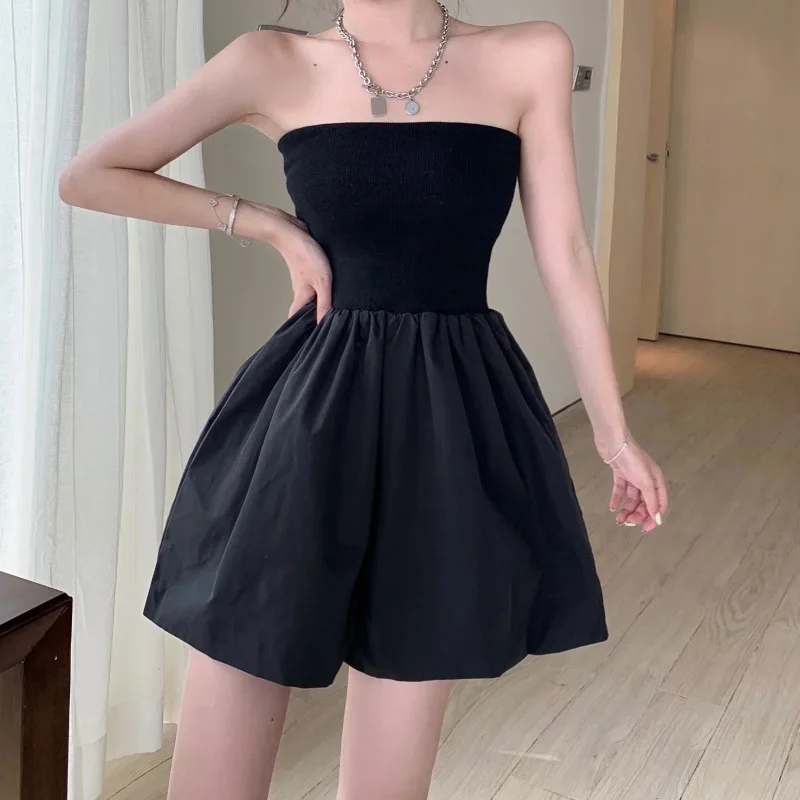 

Rompers Womens Korean Chic Solid Color Pleated Wrap Short Jumpsuits High Waist Wide-Leg Pants Skirt Pocket Jumpsuit New 2021