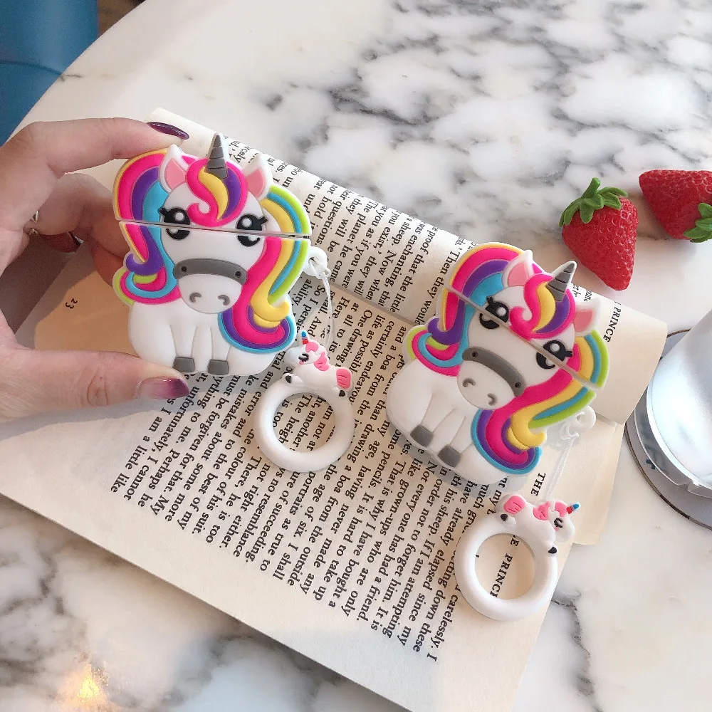 Чехол с единорогом для Airpod, чехол для наушников, чехол для Airpods 2 для Apple Air Pods, зарядные ящики