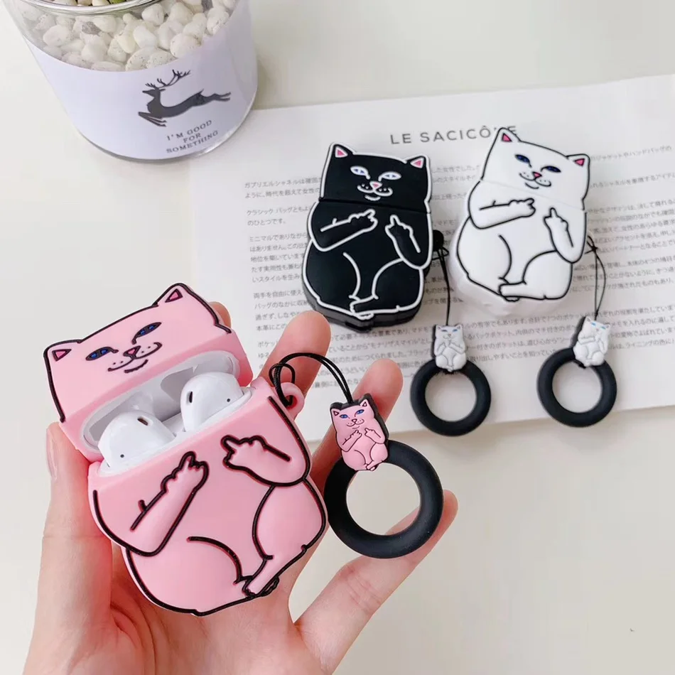 3D чехол для наушников Airpods 2 чехол силиконовый Кот мультфильм милые наушники чехол для Apple Air Pods Чехлы для наушников Аксессуары