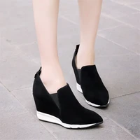wedges mary janes women genuine leather high heel pumps female slip on pointed toe ankle boots platform oxfords casual shoes