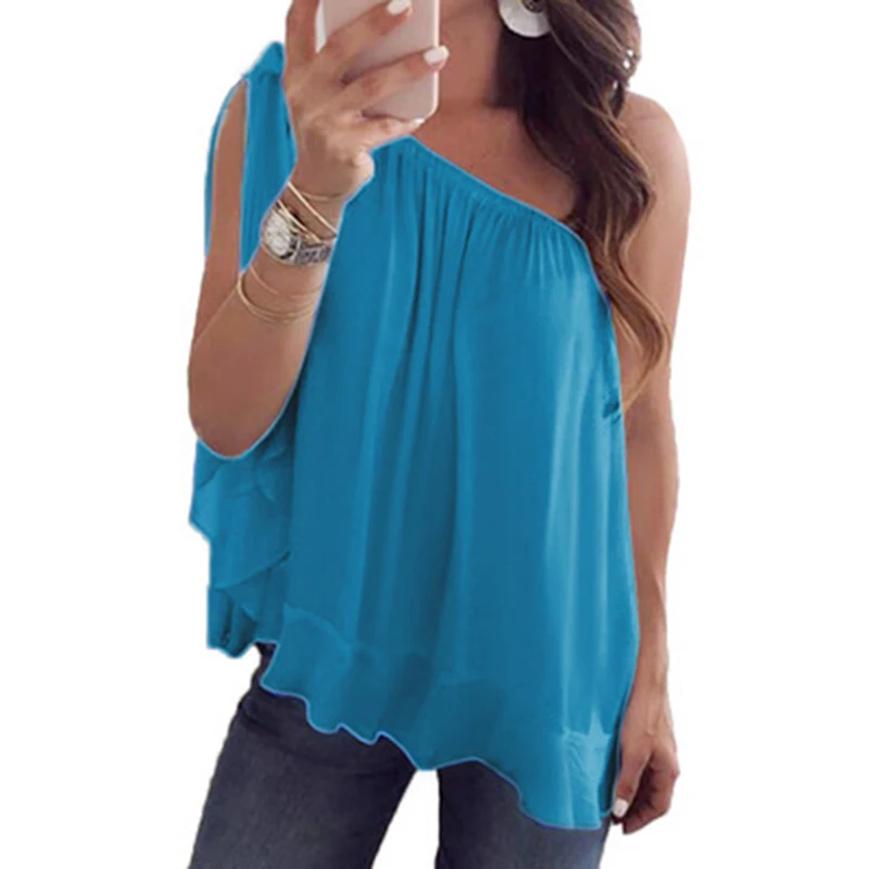 Повседневные однотонные женские свободные топы сексуальные блузки без рукавов с