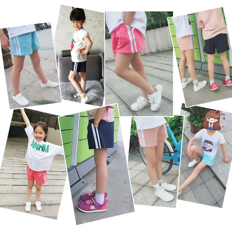 Летние детские шорты хлопковые для маленьких девочек эластичные в полоску