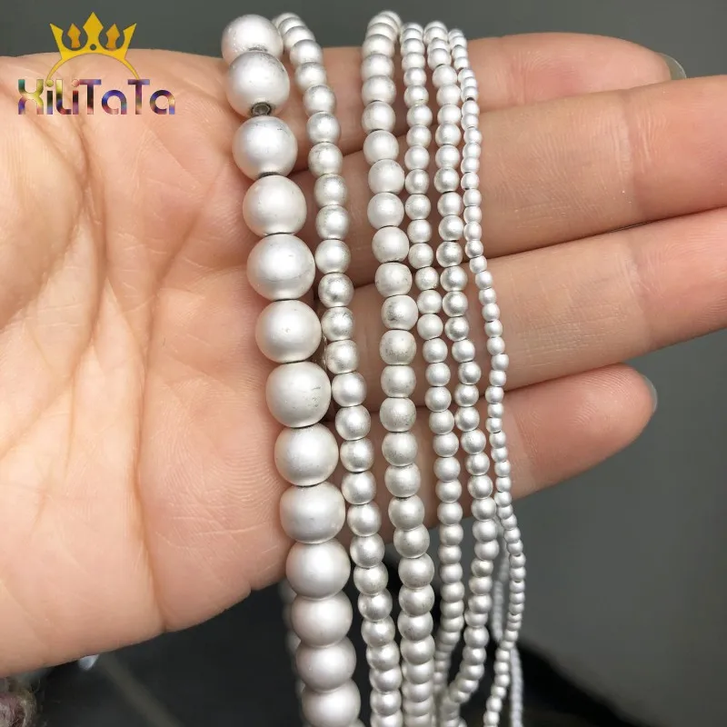 Матовый Серебряный с натуральным камнем матовый полированный гематит свободные