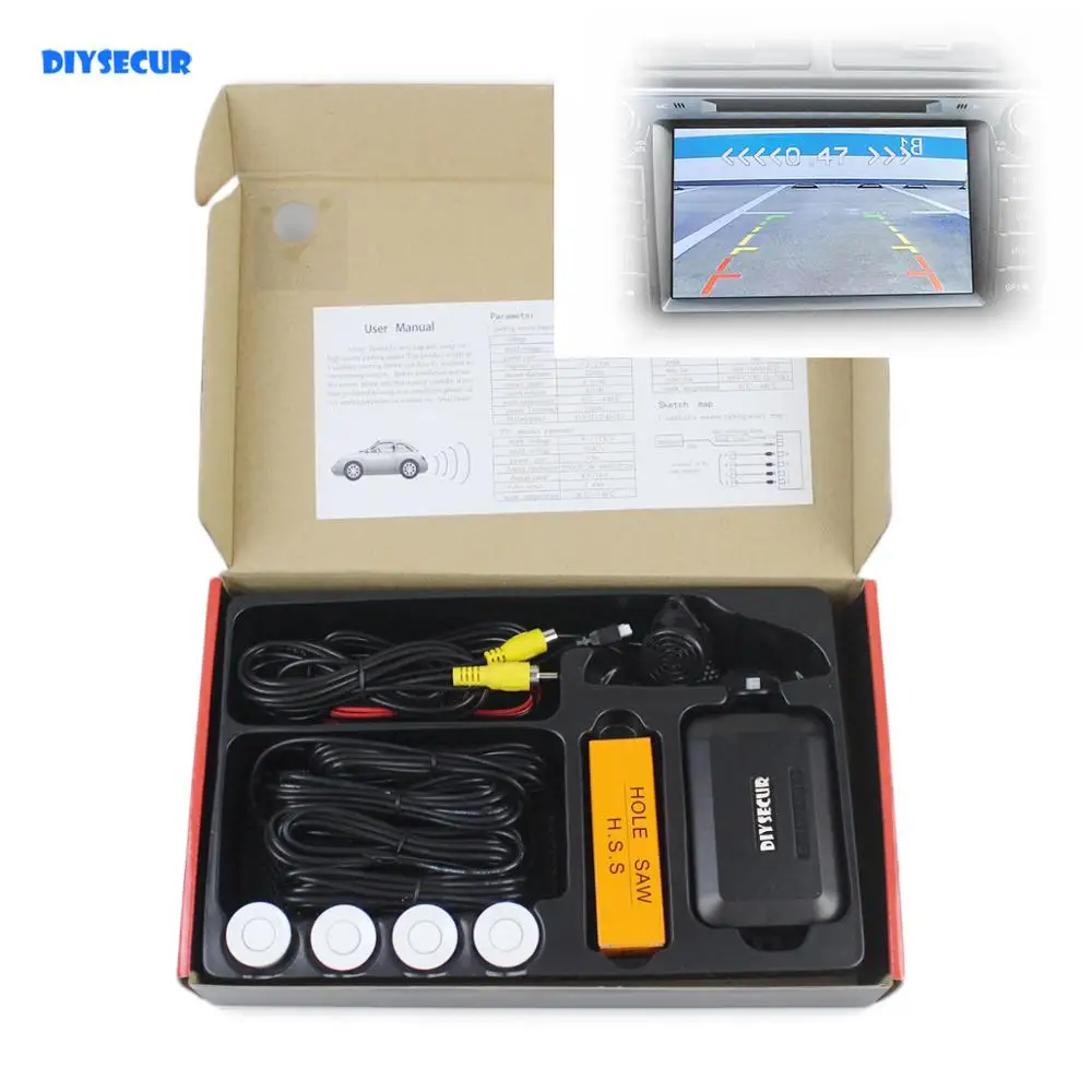Автомобильный парковочный радар DIYSECUR 4 датчика система заднего вида звуковой
