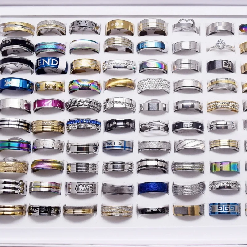 Review MixMax 500pcs/Lot Stainless Steel Rings Men’s Women’s Fashion Jewelry Party Ring Mix Styles Wholesale Brand New