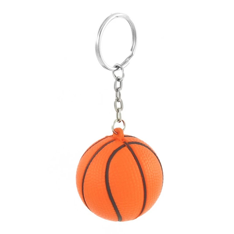 

Orange Black Basketball Shape Sport Stress Ball Link Chain Key Ring
