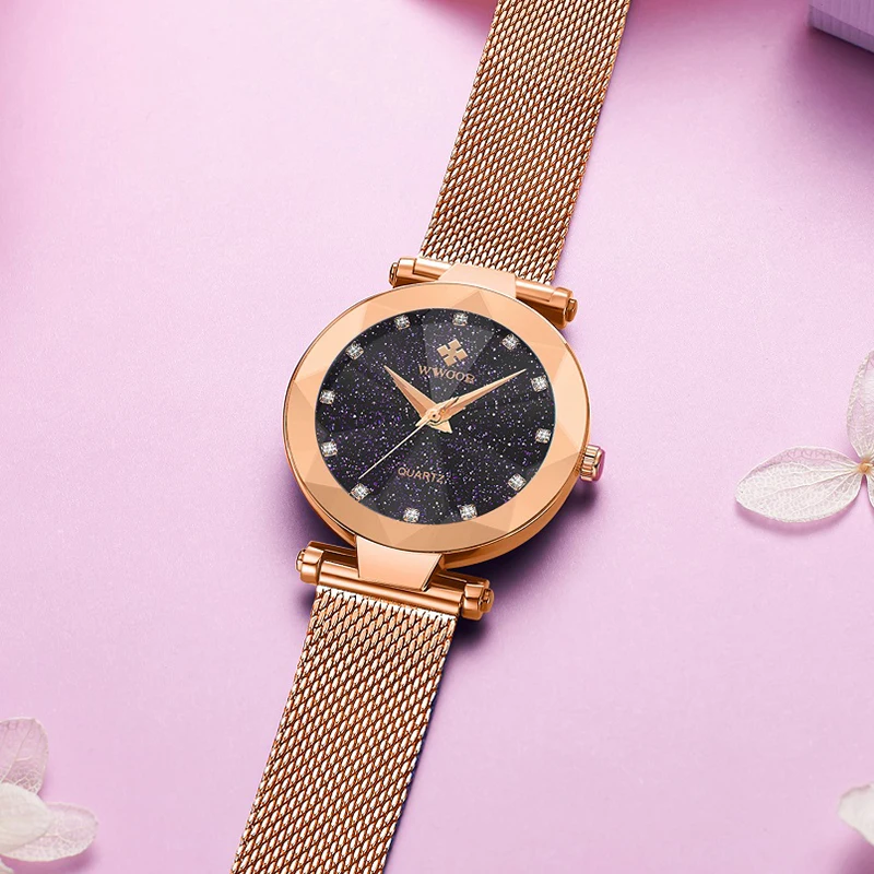 2020 WWOOR новые модные звездное небо женские часы люксовый бренд бриллиантовые