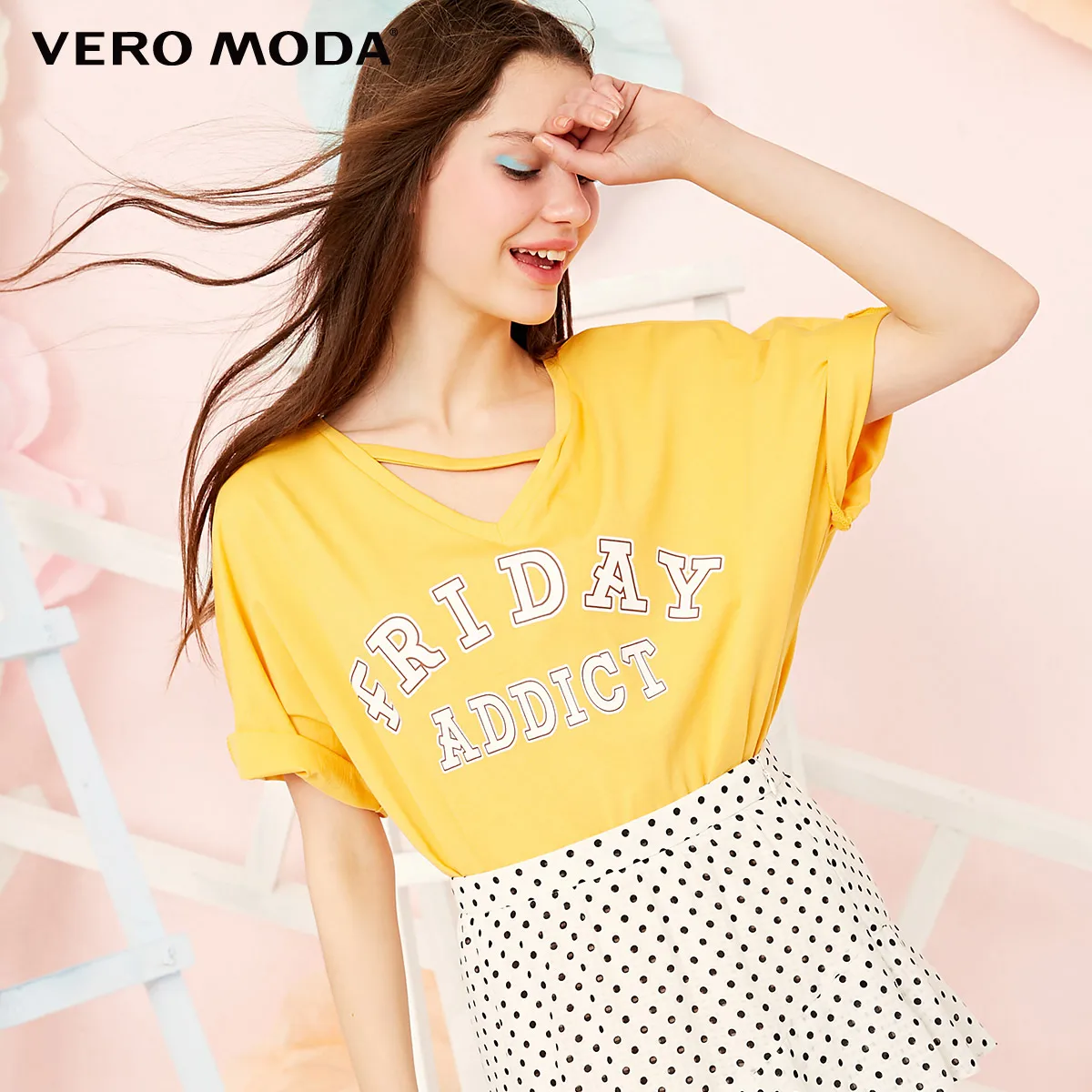 Женская футболка с v-образным вырезом и буквенным принтом Vero Moda | 3191T1505